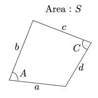 Area of quadrilateral(The four sides and the sum of opposite angles)
