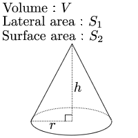 Volume and surface area of circular cone