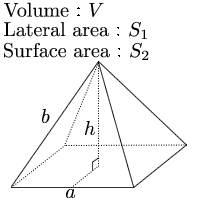 Volume of regular square pyramid given base and height