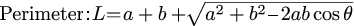 The formula that calculate the perimeter of the two sides and that angle