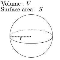 Volume and surface area of sphere