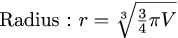 Formula for radius of sphere given volume